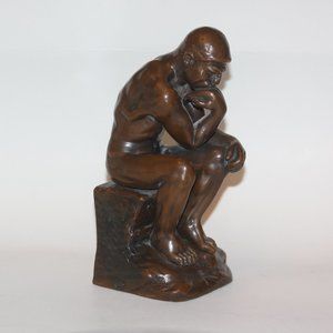 Jennings Brothers JB Bookend #2176 - Nude Man Thinking Metal Antique
